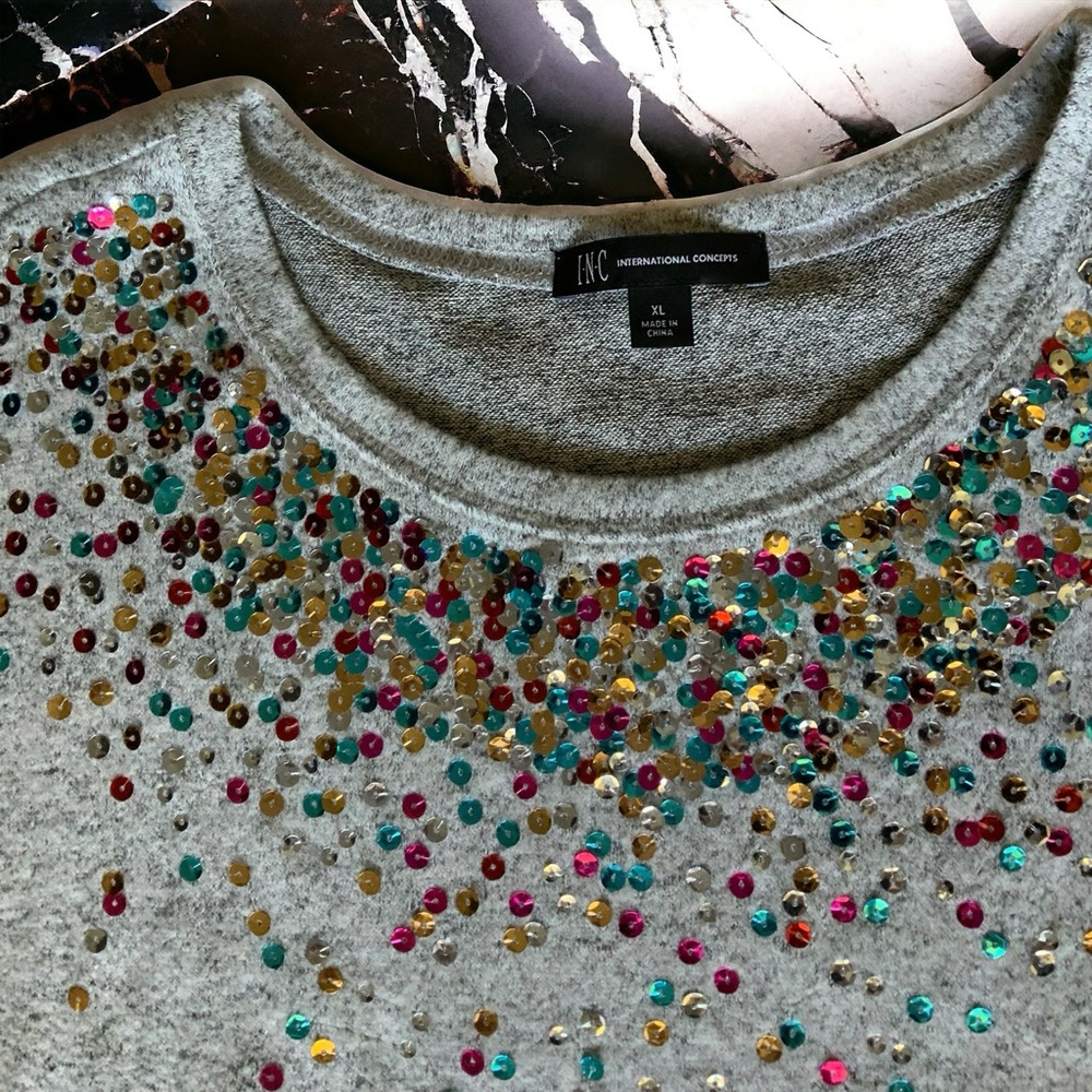 I.N.C. Super soft confetti sweater,  perfect condition.  No missing sequins. XL